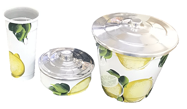 KIT PIA ALUMÍNIO 3 PEÇAS POA REDAR BRANCO / DESENHO LIMÕES