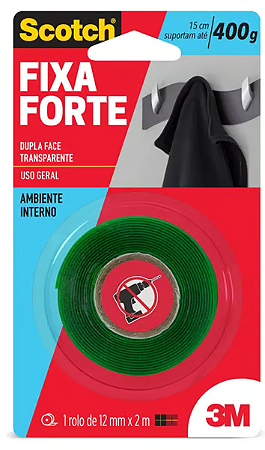 FITA DUPLA FACE TRANSPARENTE 3M 12X2.0M FIXA FORTE
