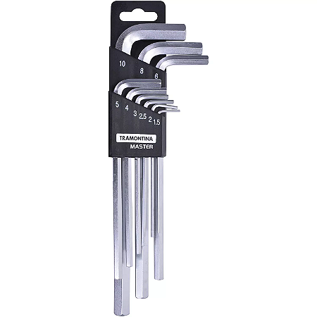 JOGO CHAVE HEXAGONAL 9 PEÇAS 1.5MM A 10MM TRAMONTINA
