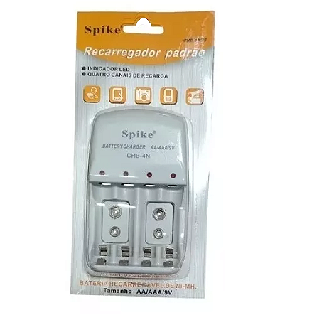 CARREGADOR DE PILHAS SPIKE 9V BIVOLT