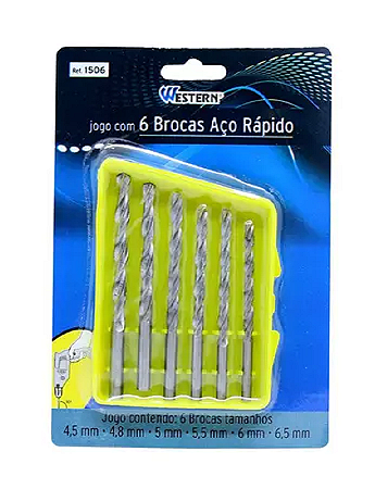JOGO BROCA AÇO RÁPIDO WESTEN MM 6 PEÇAS