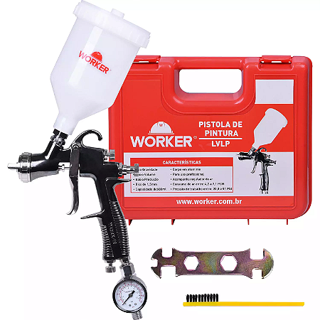 PISTOLA PINTURA WORKER LVLP MALETA