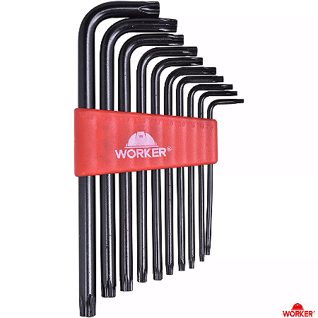 JOGO CHAVE TORX WORKER LONGA 10 PEÇAS T9 A