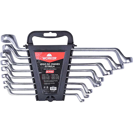 JOGO CHAVE ESTRELA WORKER 6 A 22MM 8 PEÇAS