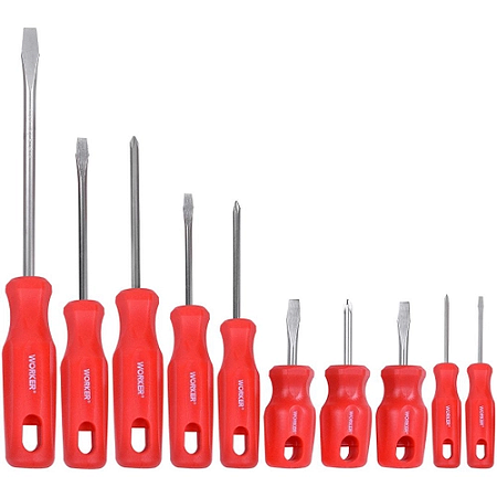 CHAVE FENDA PHILLIPS WORKER AC JOGO 10 PEÇAS