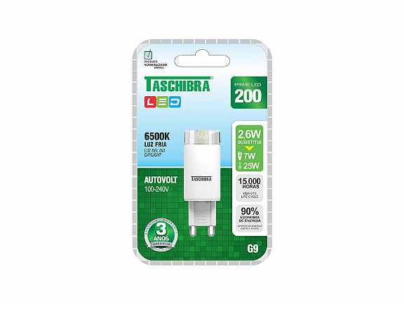 LÂMPADA LED JCDL G9 3W 127V 3000K TASCHIBRA