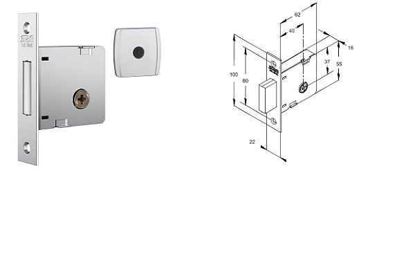 FECHADURA STAM 1004 ROSETA QUADRA INOX