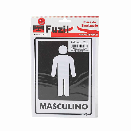 PLACA SINAL FUZIL BANHEIRO MASCULINO