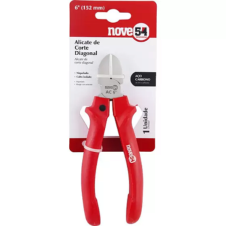 ALICATE CORTE DIAGONAL 6 AC954 VERMELHO NOVE 54