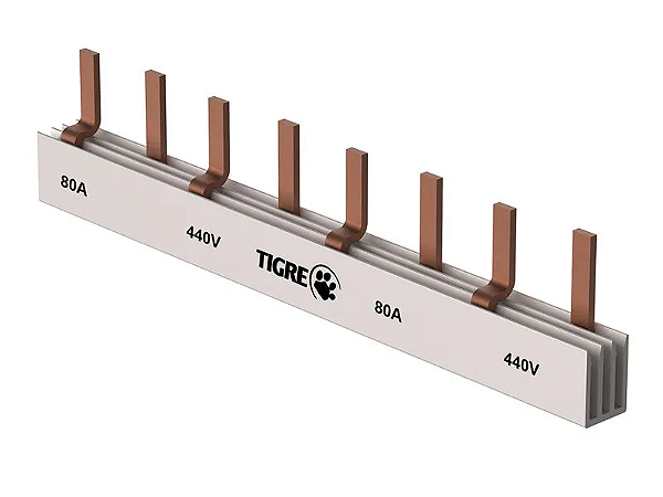 BARRAMENTO BIFÁSICO 2X28 LIGAÇÕES DIN 80A 440V TIGRE