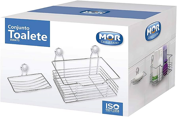CONJUNTO TOALETE SABONETEIRA E PORTA SHAMPOO MOR