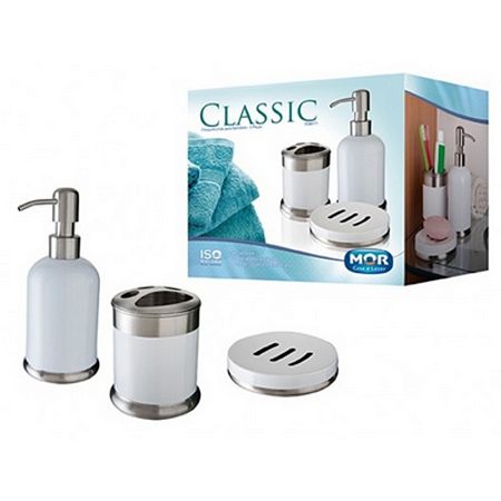 CONJUNTO INOX PARA TOALETE 3 PEÇAS CLASSIC MOR