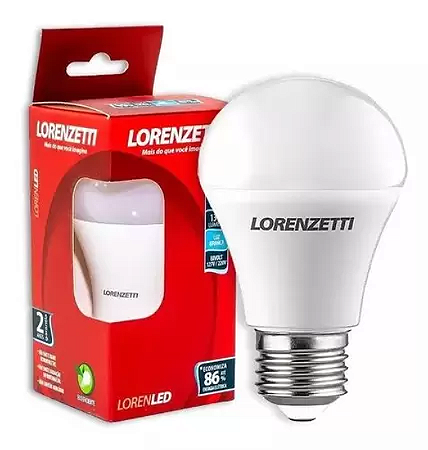 LÂMPADA LED BULBO 9W LUZ BRANCA FRIA  LORENZETTI