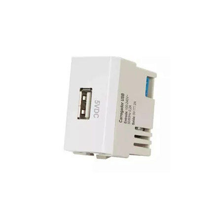 MODULO SLEEK TOMADA CARREGADOR USB 1A BIVOLT BRANCO