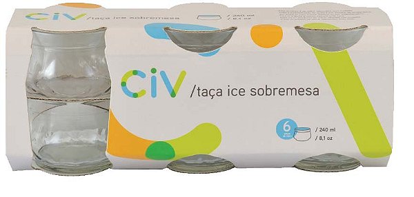 TAÇA DE SOBREMESA INCOLOR 240ML CONJUNTO COM 6 PEÇA