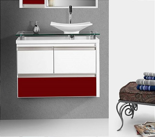 TOUCADOR FIMAP AREZZO 080 BRANCO/BORDO
