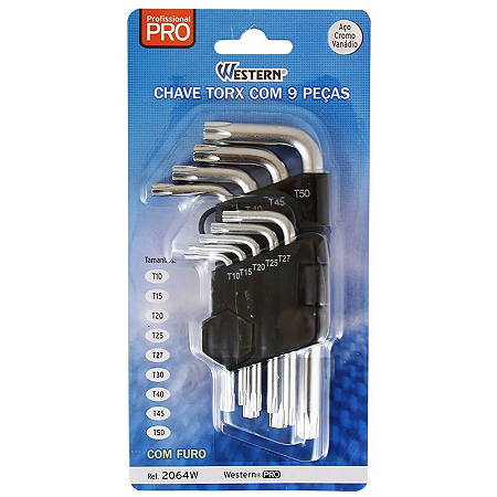JOGO CHAVE TORX WESTER CURTA 9 PEÇAS 50CF 64