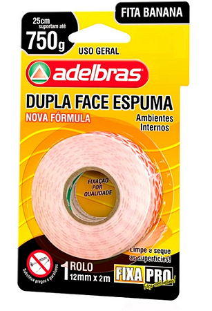 FITA DUPLA FACE ESPUMA FIXA PRO 12MMX2M