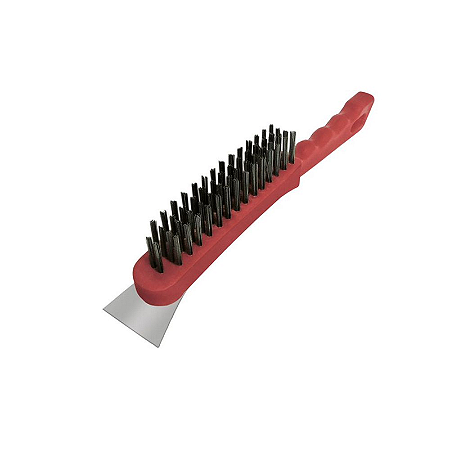 ESCOVA AÇO 4 FILEIRA COM ESPÁTULA COM CABO CORTAG