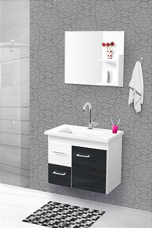 GABINETE BANHEIRO FIMAP QUALITY 0.60 BRANCO EBANO