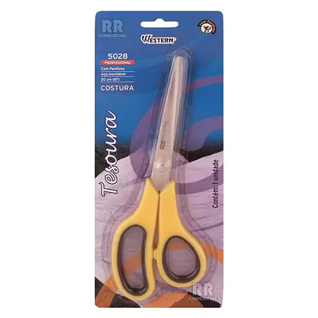TESOURA  PARA  COSTURA WESTERN 502808 AMARELA