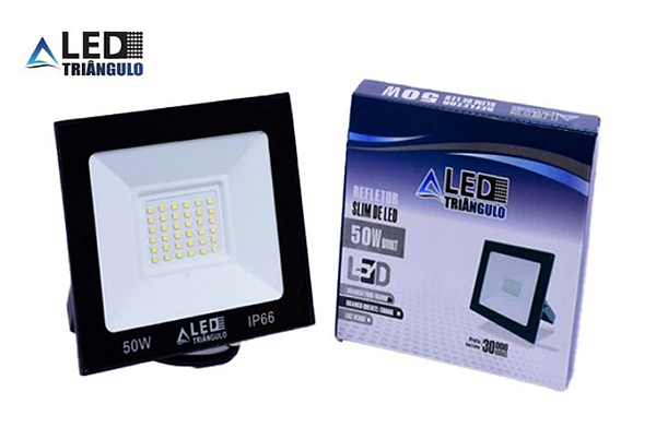 REFLETOR LED 50W BIVOLT BRANCA FRIA LED TRIÂNGULO
