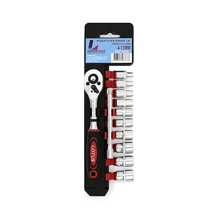 KIT JOGO SOQUETE 1/4 JOGO COM 12 PEÇAS 4.13MM LOTUS