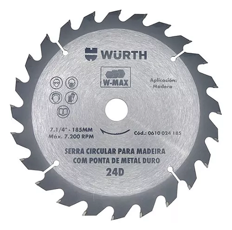 DISCO SERRA CIRCULAR 7.1/4 185MM 24D WURTH