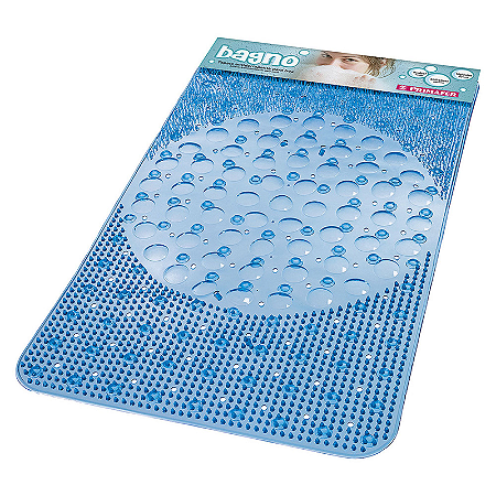 TAPETE BANHO ATLAS 66X38CM PLÁSTICO AZUL