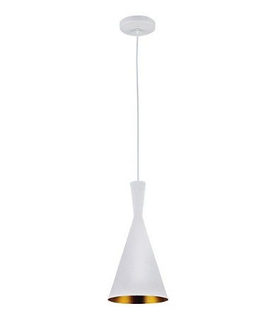 PENDENTE ALUMÍNIO CONE CHINES BRANCO COM INOX