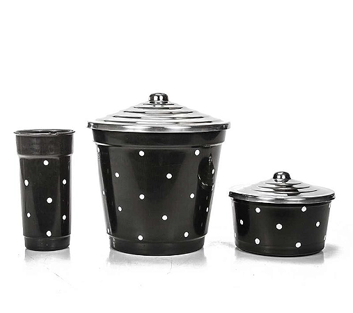 KIT PIA PLASTICO COM TAMPA ALUMINIO POA PRETO