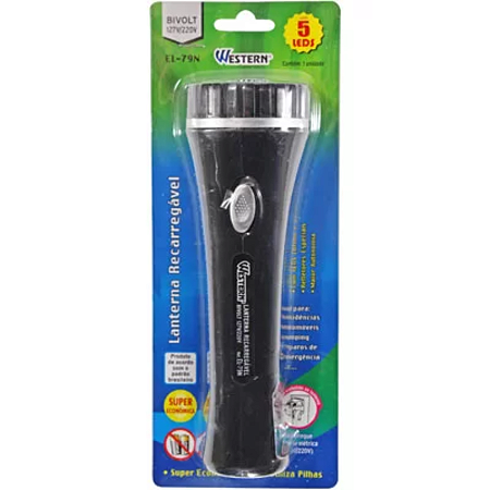 LANTERNA RECARREGÁVEL 5 LEDS WESTERN