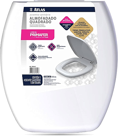 ASSENTO ATLAS SANITARIO ALMOFADADA QUADRADO PLASTICO BRANCO