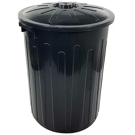 CESTO FECHADO COM TAMPA 65 LITROS  ARQPLAST PRETO