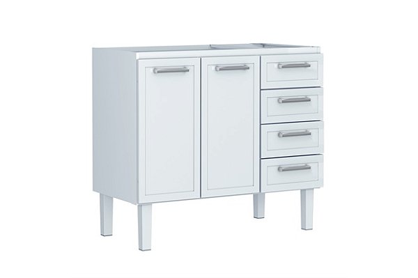 GABINETE COZINHA APOLO FLAT 120 CM BRANCO 4 GAVETAS