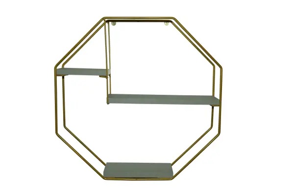 PRATELEIRA NICHO HAYNER OCTOGONAL LUXO DOURADO