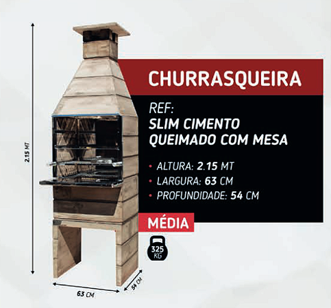 CHURRASQUEIRA  4 ESPETO COM MESA SLIM CIMENTO QUEIMA