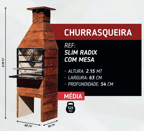 CHURRASQUEIRA  4 ESPETO COM MESA RADIX SLIM MARROM