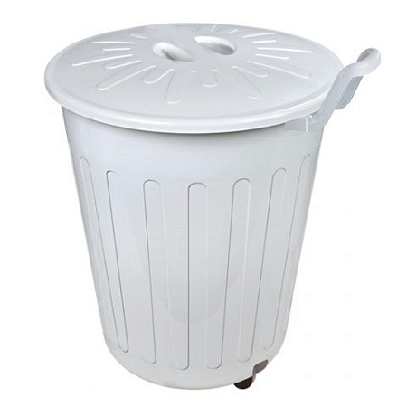CESTO FECHADO 100 LITROS BRANCO COM TAMPA E RODAS