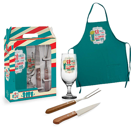 KIT CHURRASQUEIRO VELHOS AMIGOS 4 PEÇAS