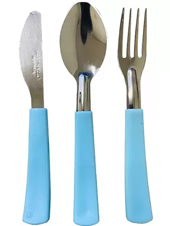 TALHER MISTO INFANTIL AZUL 3 PEÇAS INOX