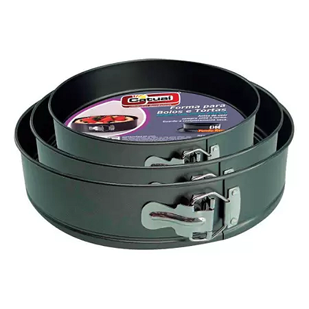 KIT 3 PEÇAS FORMA  BOLO OU TORTA FUNDO MÓVEL CATUAI