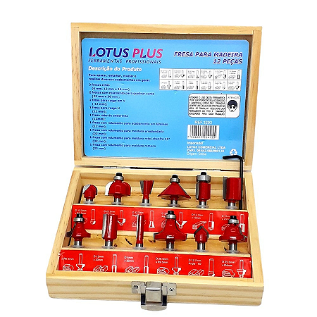 KIT JOGO 12 FRESAS MADEIRA 6 MM LOTUS