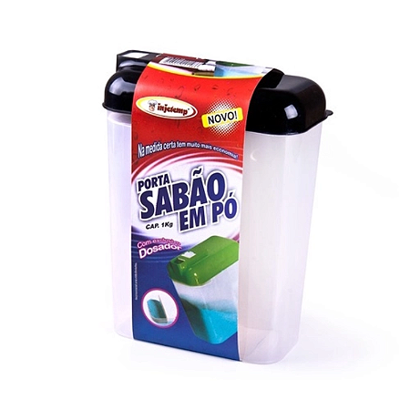 PORTA SABÃO EM PÓ 1 6KG COM DOSADOR PRETO