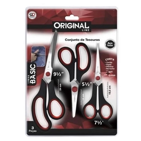 CONJUNTO COM 3 TESOURAS BÁSICA ORIGINAL