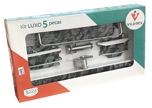 ACESSORIO VILDREX 5 PEÇAS RETO LUXO BRANCO MARMORIZADO