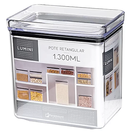 POTE HERMETIC RETANGULAR 1,3 LITROS LUMINI