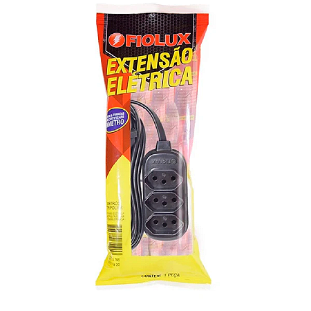 EXTENSÃO TRIPLA FIOLUX PP 10M PRETO