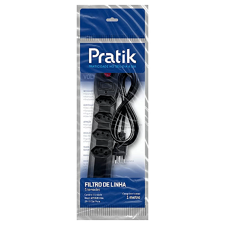 FILTRO DE LINHA 3 TOMADA CABO COM 1M PRETO PRATIK