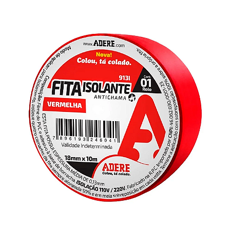 FITA ISOLANTE 18MMX10MT VERMELHA ADERE